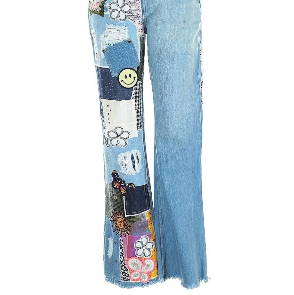 Patchwork Light Blue Jeans - image 6